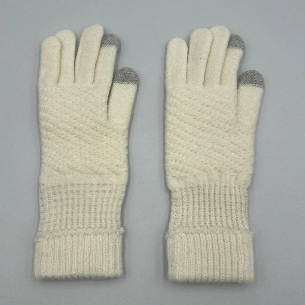 Touchscreen Knit Gloves Women OS Cream Very Good Tech Winter Accessory
